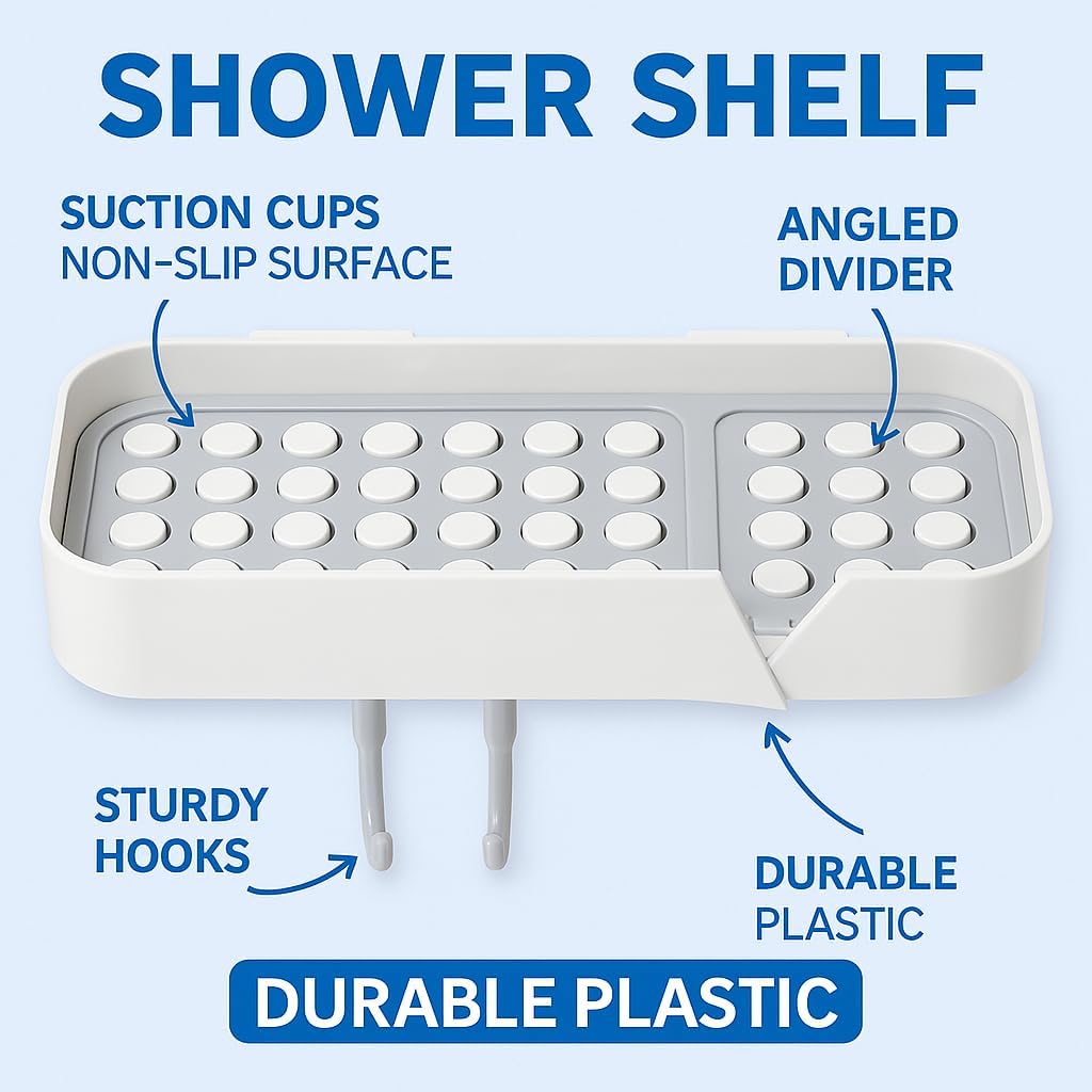 Luxury Wall Mounted Soap Box with Drain Compartment & 2 Hooks – Modern Self-Adhesive Design for Bathroom & Kitchen – Space-Saving 2024 Rockstar Model for Clutter-Free Organization