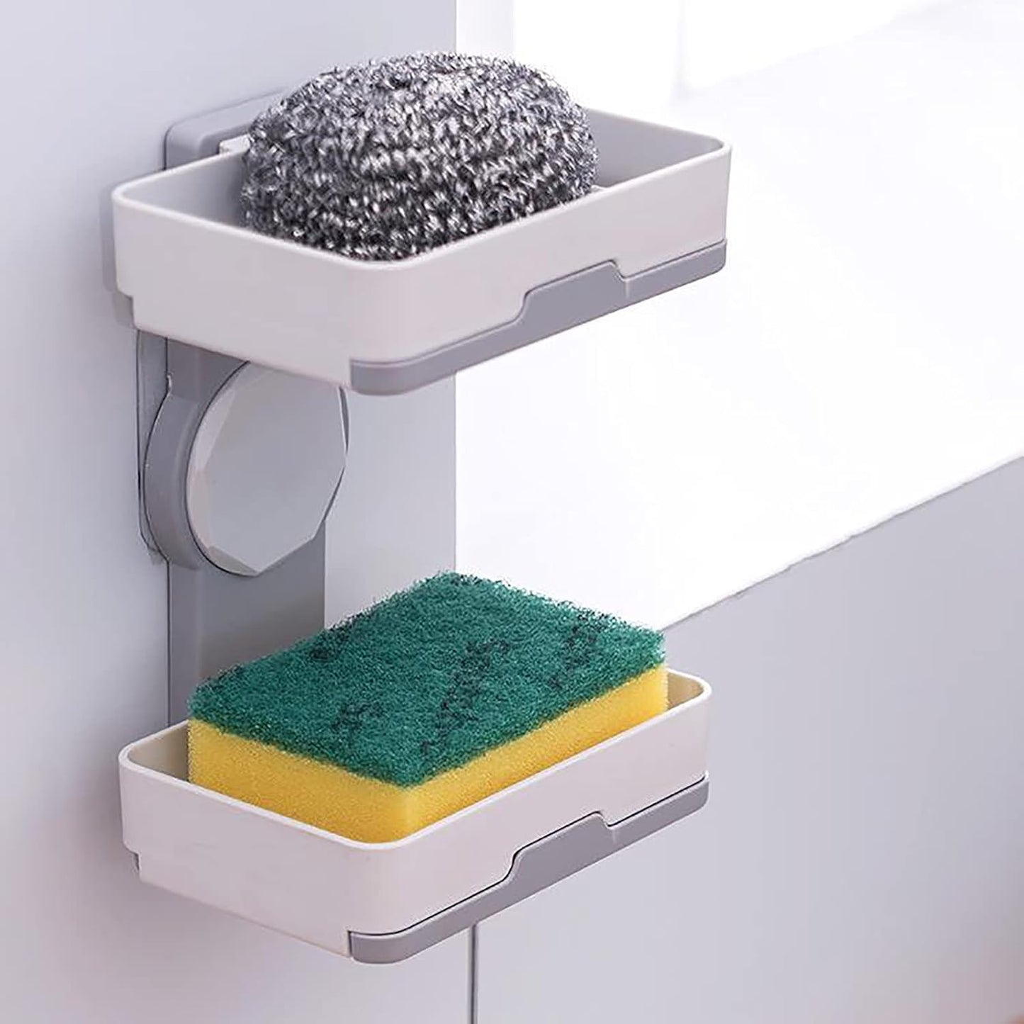 Double Soap Holder with Suction Cup, Double Layer, Removable, Space Saving, Strong Soap Holder