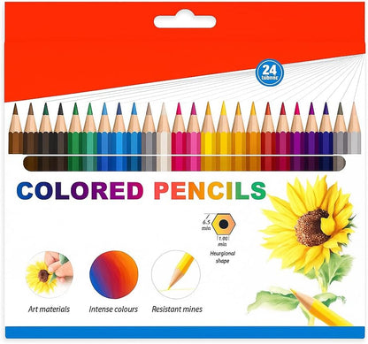 24 Pieces 2.6mm Color Pencils 17.5cm 24 Colors for Drawing & Sketching