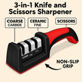 120 Pieces Knife and Scissor Sharpeners (3 Stage – 3-in-1 – Non-Slip Grip – For Knives – Red)