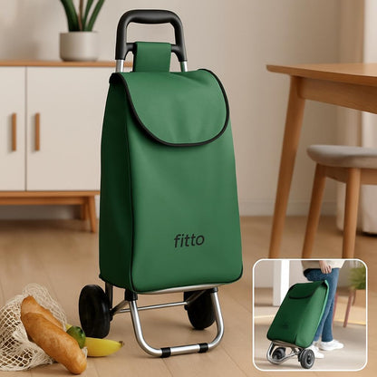 Green Shopping Trolley with Wheels, 33L Carbon Steel, 53*31*20CM