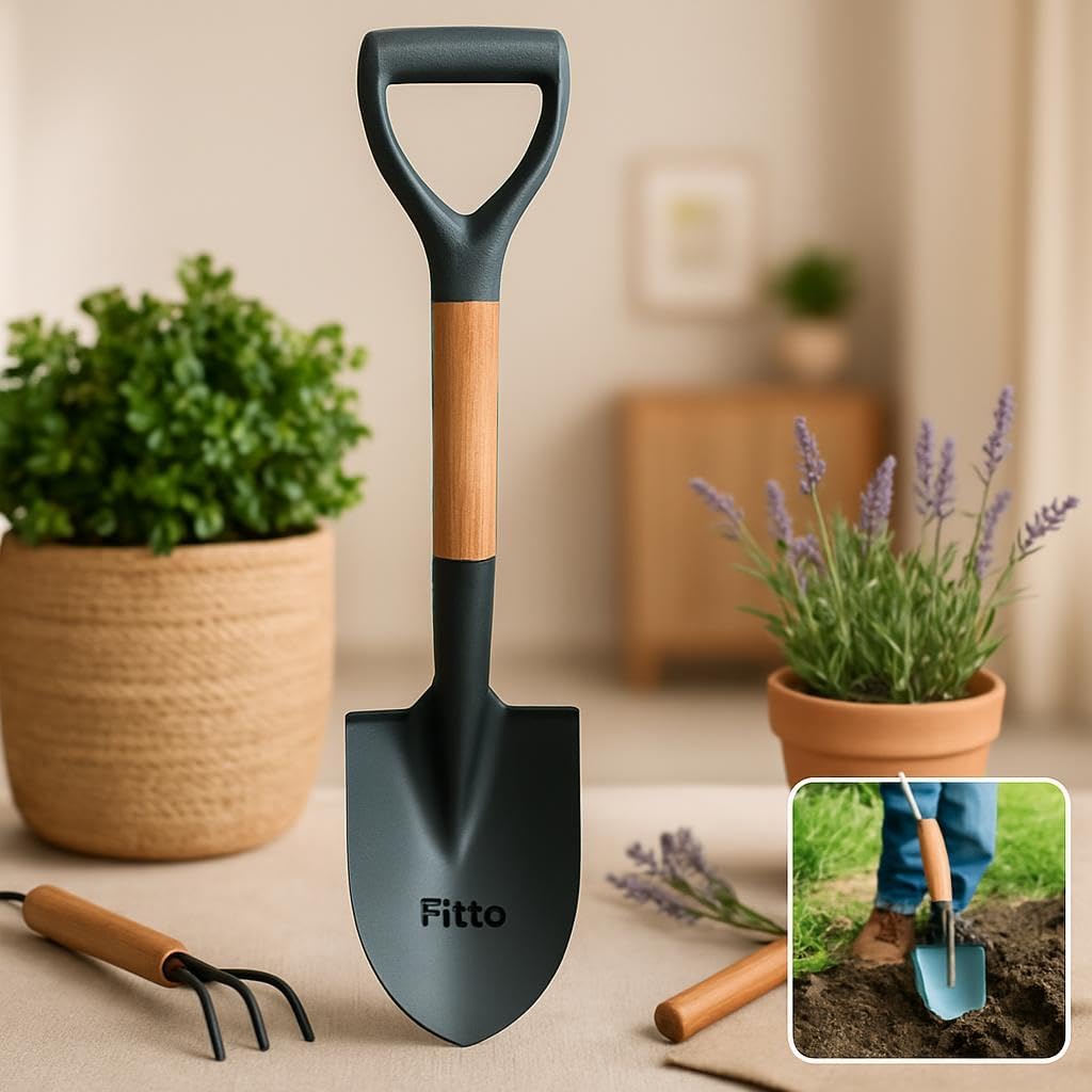 96 Pieces Metal Blade Shovels with Wooden Handle and D-Grip for Gardening