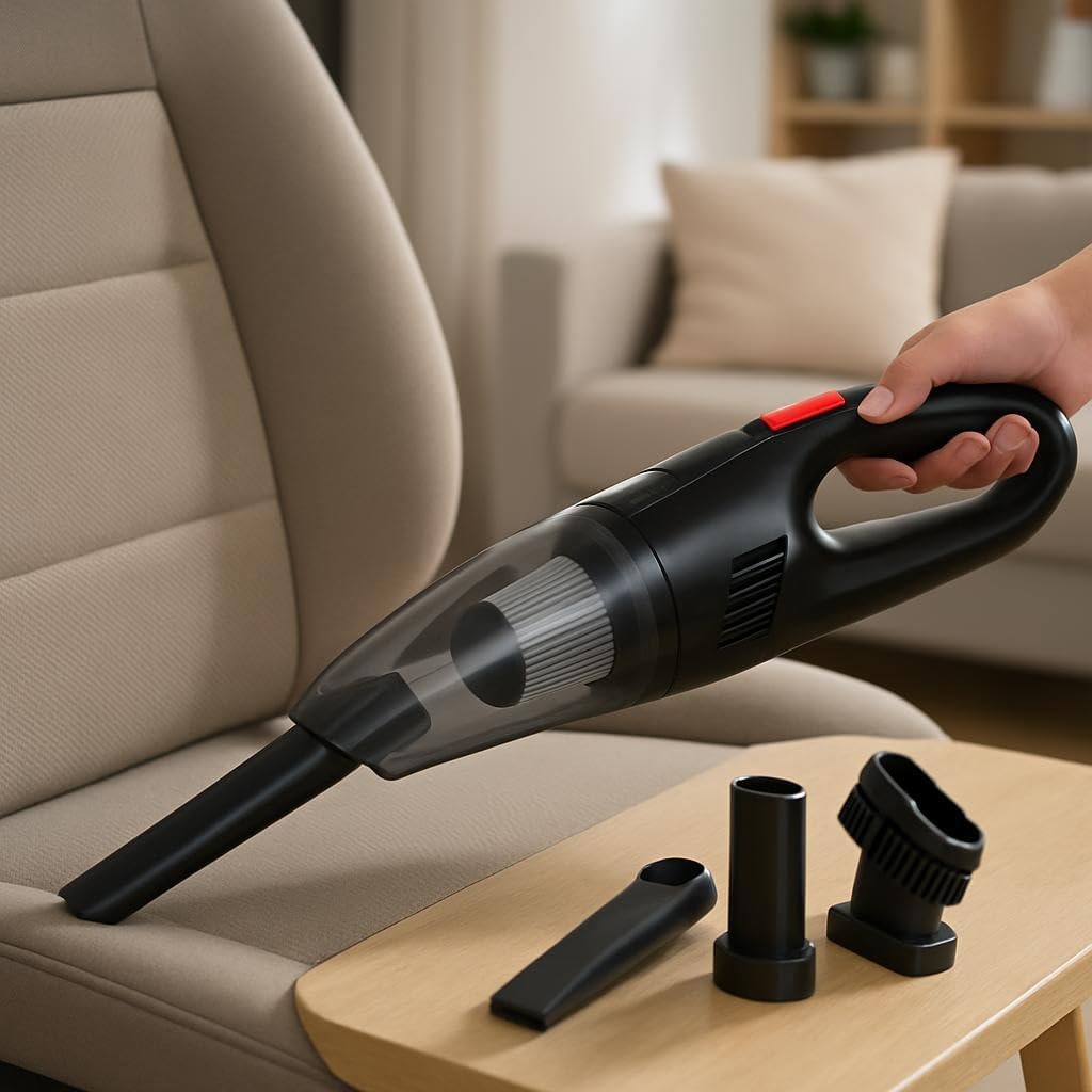 Cordless Car Vacuum Cleaner - High Power, Low Noise, Handheld, Portable, Battery Powered, Black