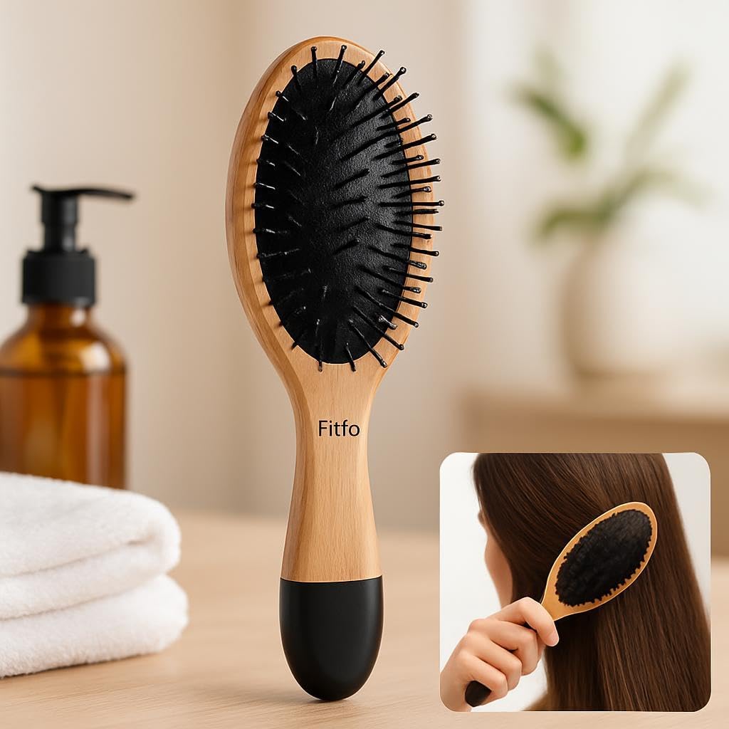120 Pieces Oval Shaped Wooden Hair Brushes for Men and Women (Travel Friendly – Brown)