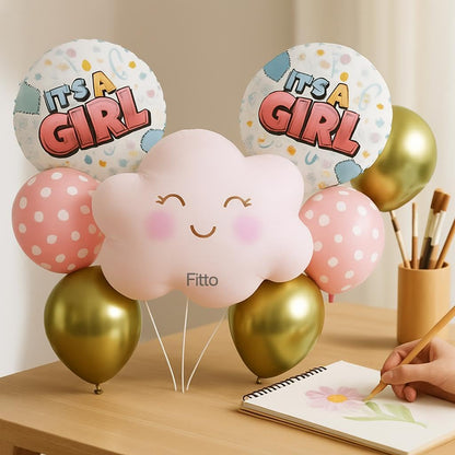 It's a Girl Balloons Set 8 Pieces per Card | Party Decorations, Birthday Supplies, Kids Event Accessories