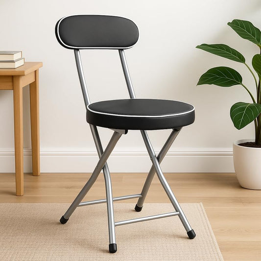 Folding Chair Black Color, Portable and Lightweight for Indoor and Outdoor Use, Compact Design for Easy Storage