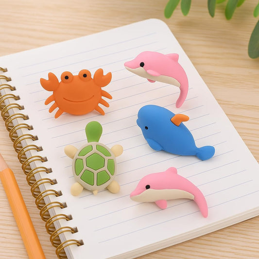 4-Piece Sea Animal Shaped Erasers, Assorted Colors