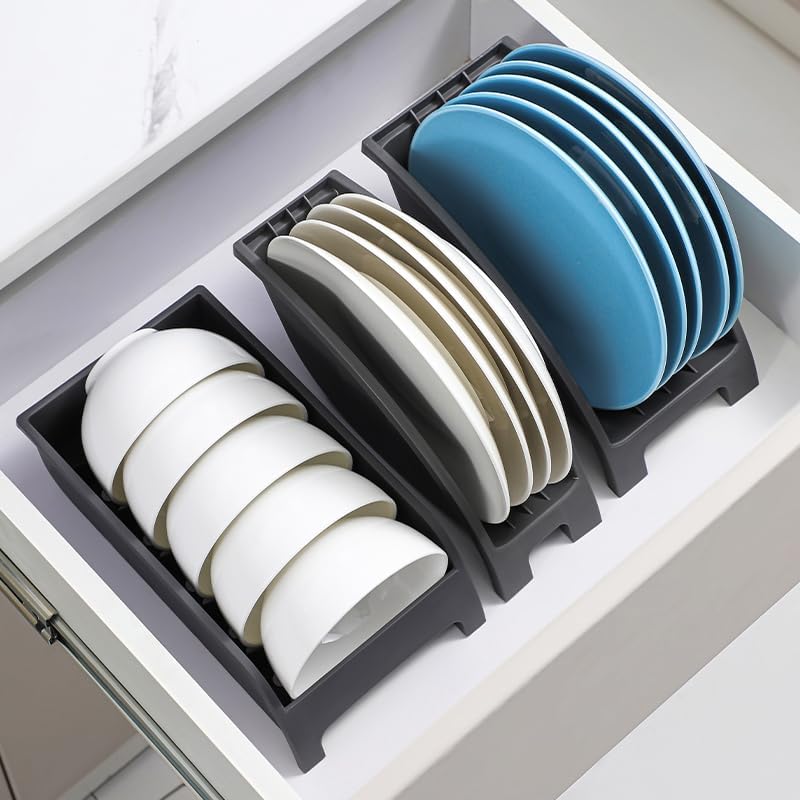 144 Pieces Bowl and Dish Storage Racks (Wide Style Tray Rack – Gun Grey – 18cm x 12cm x 14cm)