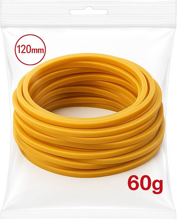 120 Pieces 60g Yellow Elastic Rubber Bands for Crafts (Office & Home Use)