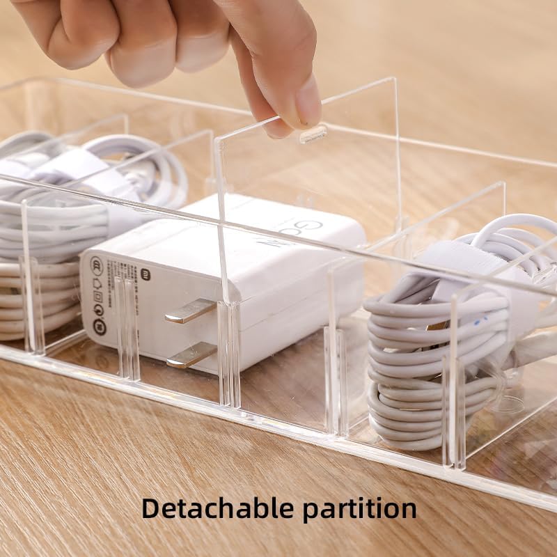 120 Pieces Large Transparent Data Cable Storage Boxes (Adjustable Compartments)