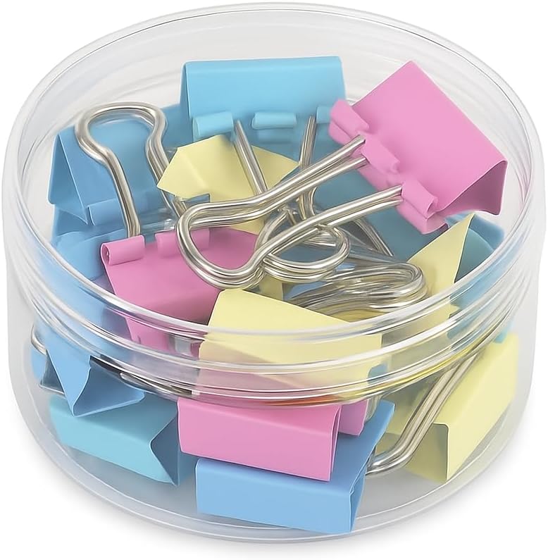 Binder Clips 60 Pack 15mm, Assorted Colors, Office and School Supplies