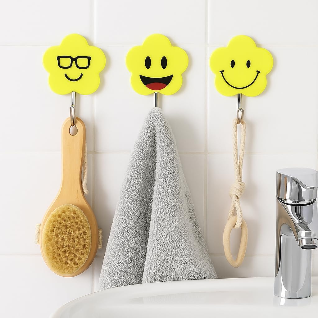 Durable Plastic Hooks Mix Emoji Designs 3pcs on Card
