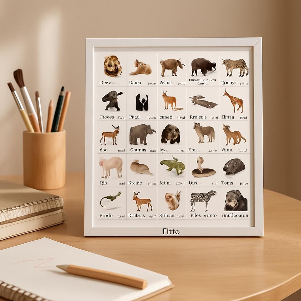 120 Pieces Wild Animal Poster Arabic Wall Arts (Safari Zoo Decor)