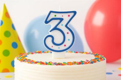 Birthday Candle - Number 3 Wax Numeral Candle for Birthday Parties, Celebration Decor, Arabic Party Supplies, Birthday Cake Candle