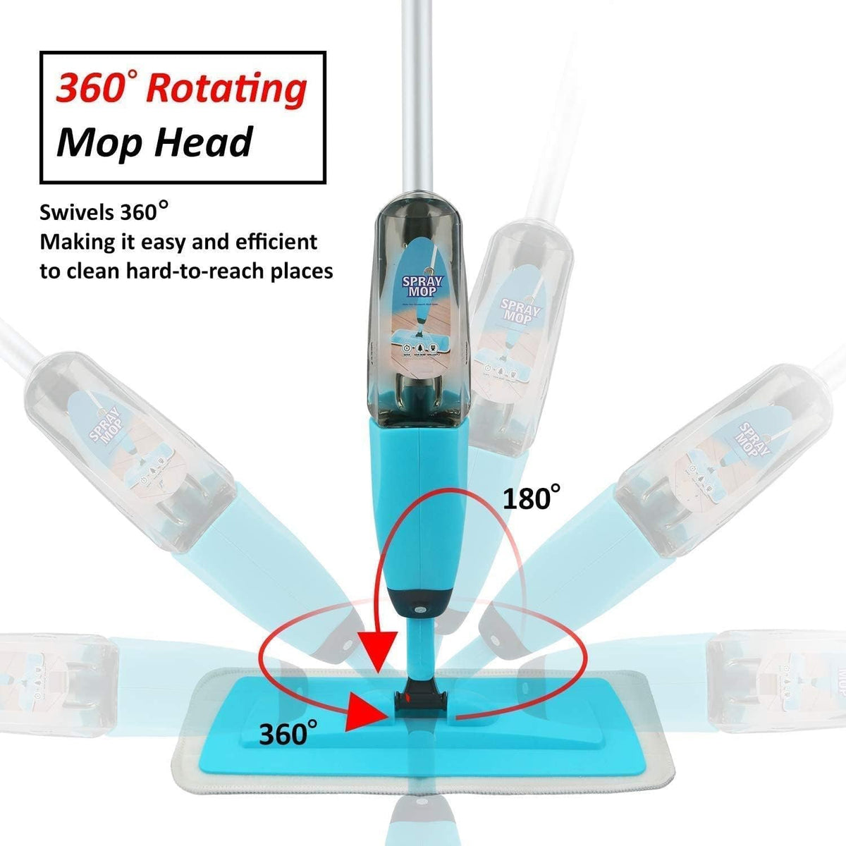 96 Pieces Blue Floor Cleaning Spray Mops (Removable Microfiber Cleaning Pad – 360° Swivel Head – Lightweight & Durable – Refillable Bottle for All Floor Types – Hardwood – Tile – Laminate – and Vinyl)