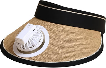 Sun Visor Hat with Built-in Fan, UPF 50+ Adjustable Cooling Fan Cap with 3 Temp Modes, Hands-Free Portable Visor Hat for Sun Protection, Outdoor Sports, Travel, Fishing - Ideal for Women