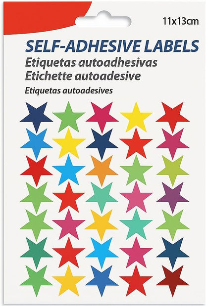 Adhesive Labels Smile, 5 Sheets, 11x15cm, 45 Star Labels, Decorative Stickers for Crafts and Organization