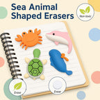 120 Pieces 4-Piece Sea Animal Shaped Erasers (Assorted Colors)