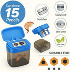 120 Pieces Blue Sharpeners with Container - 1 Piece Pencil Sharpener for Office and School