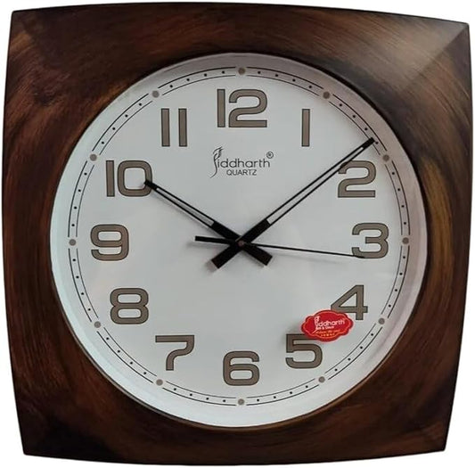 FITTO Elegant Wooden Frame Finish Wall Clock – Classic Design with Silent Quartz Movement – Ideal for Home and Office Décor