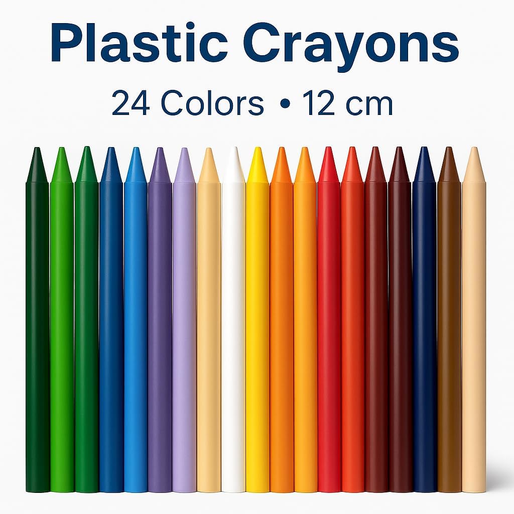 24 Pieces Plastic Cryons, 12cm, 24 Vibrant Colors