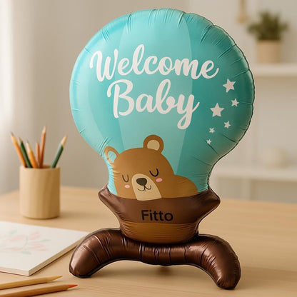 Blue Foil Balloon Welcome Baby Design 56x90CM - Baby Shower Decor and Party Decoration