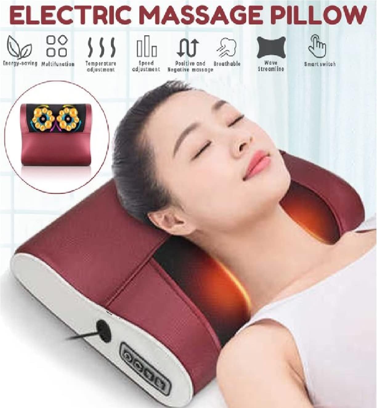 48 Pieces Electric Shiatsu Infrared Heating Massage Pillows with 3 Modes (Deep Tissue Neck – Shoulder – Back Pain Relief – Adjustable Heat & Smart Timer)