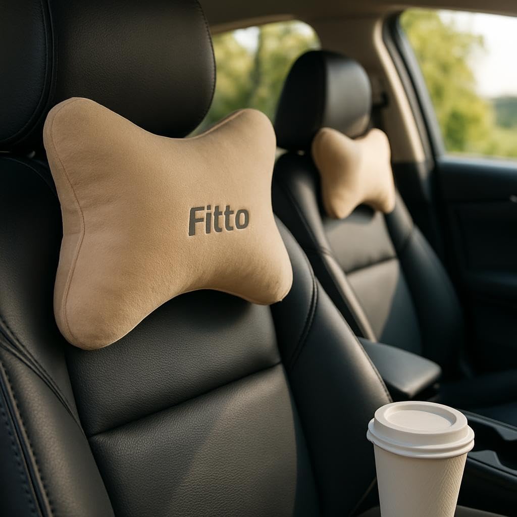 96 Pieces Car Headrest Neck Cushion Pillows (pack of 2 – Biege)