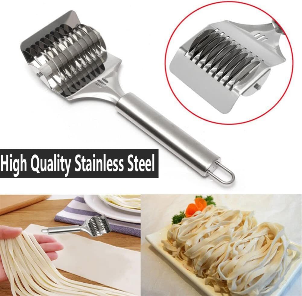 96 Pieces Stainless Steel Noodle Cutter Rollers (Manual Noodle Makers Pasta Spaghetti Makers Portable Pasta Roller Pasta Cutter Wheel – Noodle Lattice Roller Dough Cutter for Home Kitchen Cooking Tools)