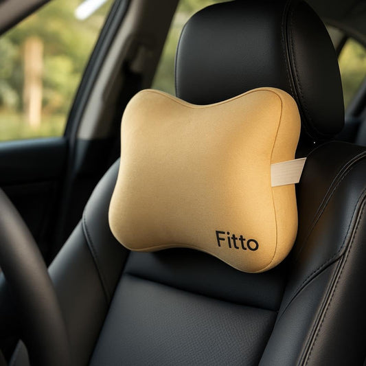Car Neck Pillows, Soft Slow-Rebound Memory Foam Headrest, Biege