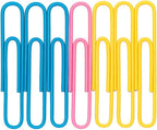 144 Pieces 10 Pieces Paper Clips (15x50mm Plastic Coated Assorted Colors)