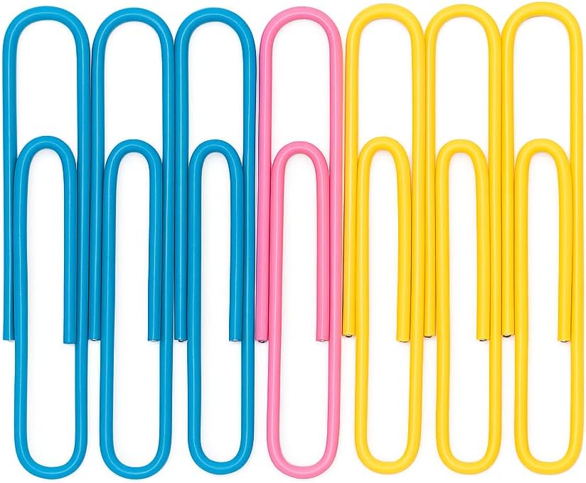 144 Pieces 10 Pieces Paper Clips (15x50mm Plastic Coated Assorted Colors)