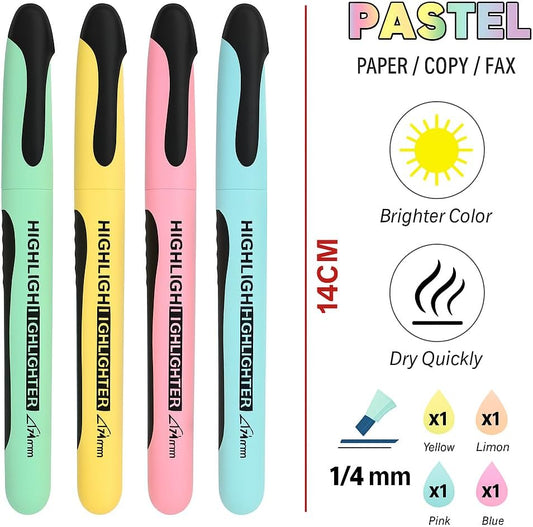 1/4mm Highlighter - 14cm Assorted Colors, 4 Pieces