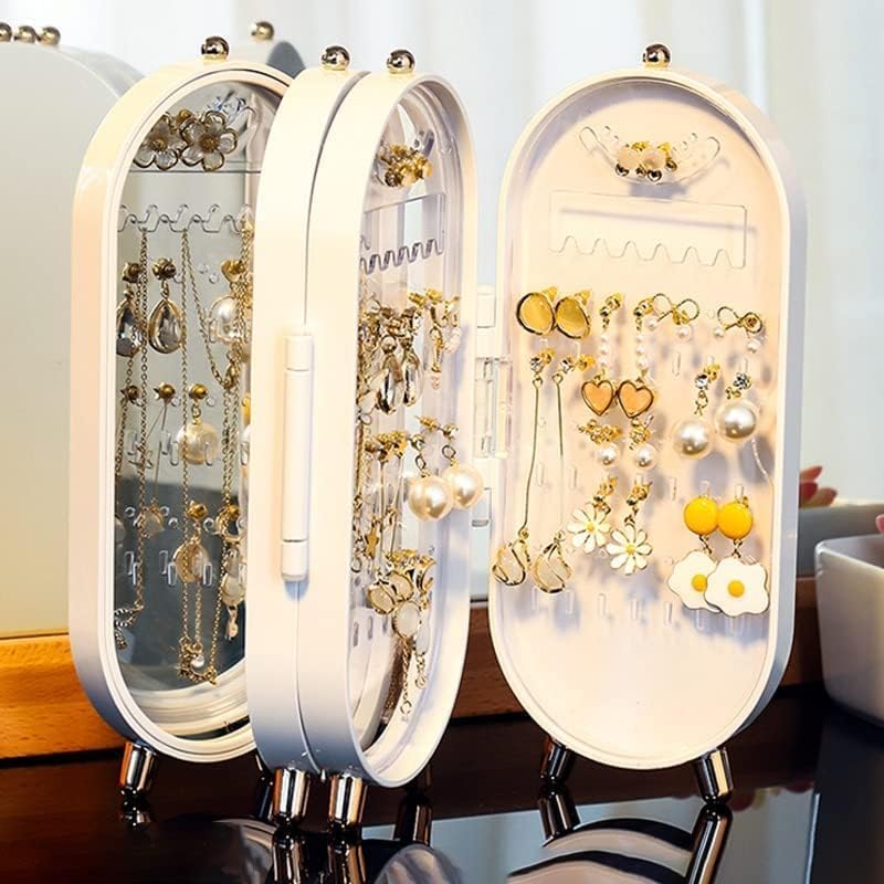 Multilayer Jewelry Storage Box – Dustproof Organizer for Earrings, Rings, Necklaces with Mirror Display Case for Women, Compact and Elegant Design