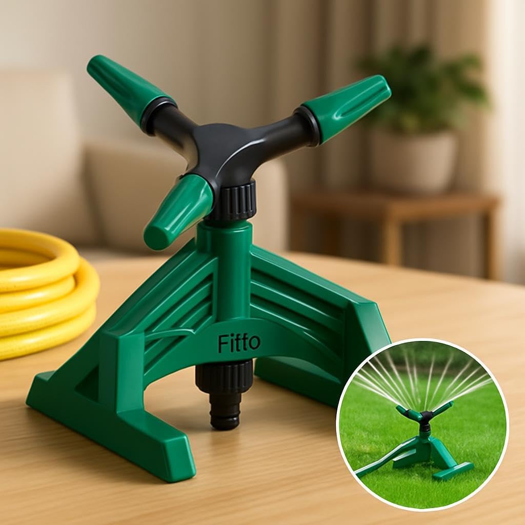 96 Pieces Green Plastic Lawn Sprinklers with Tripod Base and Adjustable Spray Arms