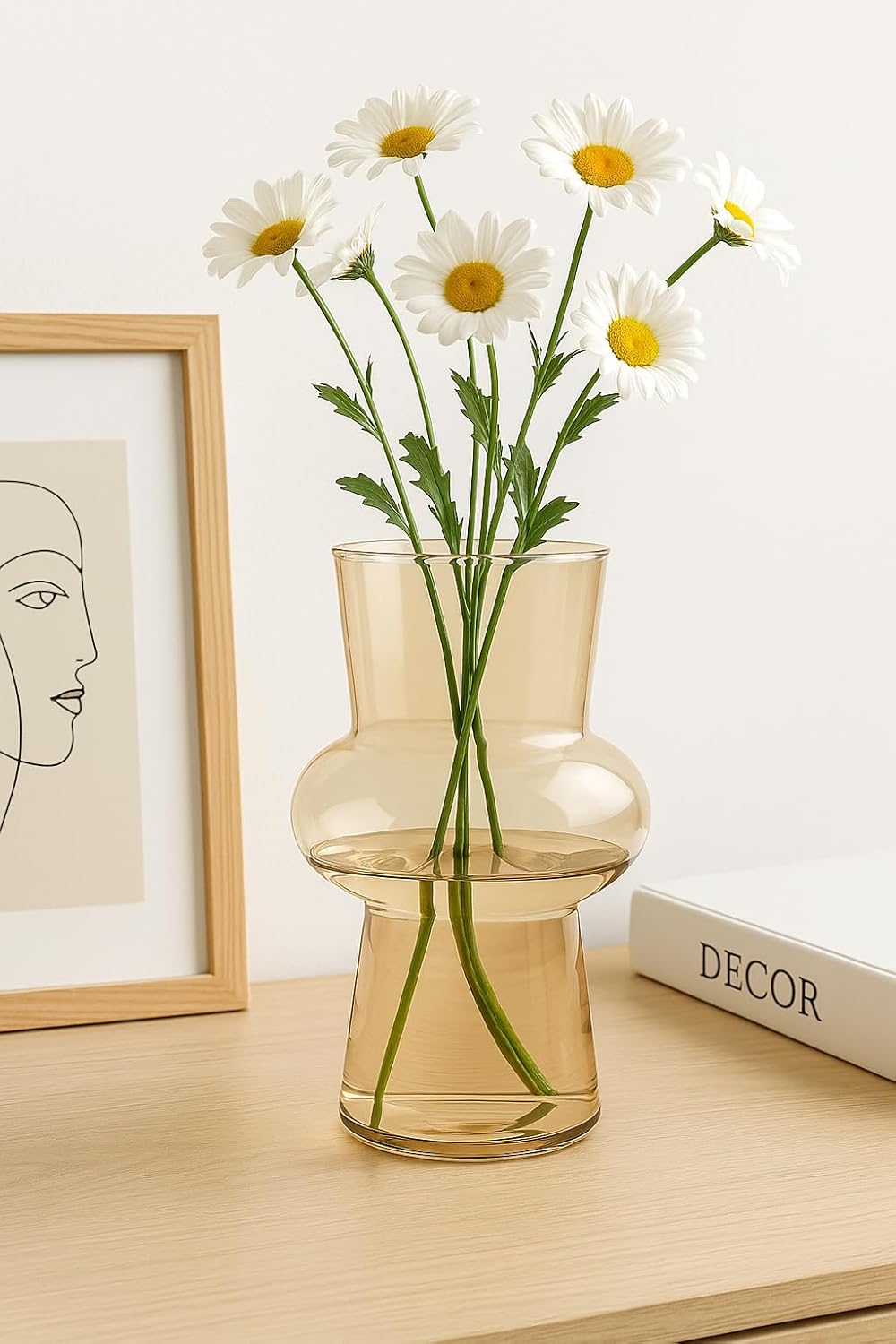 Elegant Transparent Glass Flower Vase 8x20.5cm – Clear Decorative Home Centerpiece