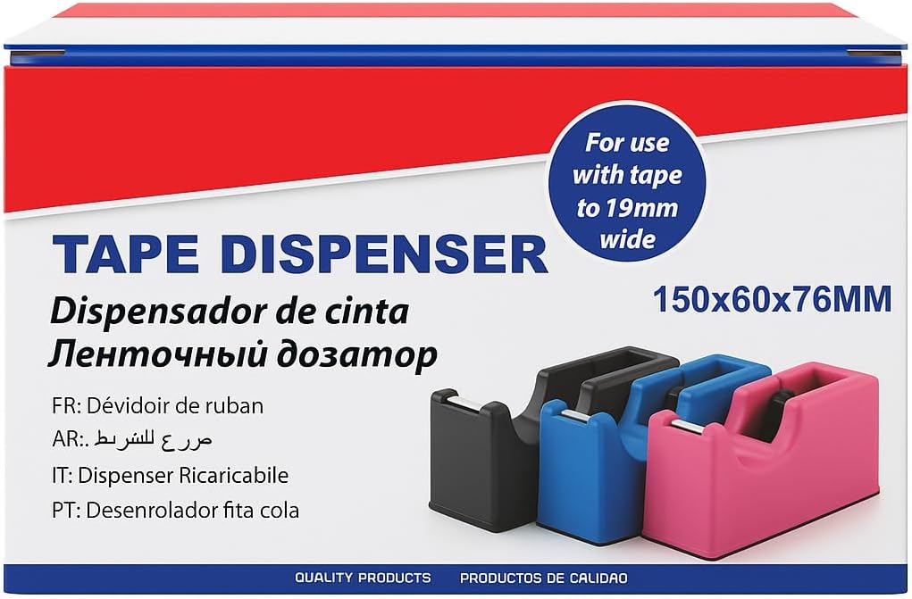 Tape Dispenser 1 PC 150MM X 60MM X 76MM, Assorted Colors, Office and Home Use