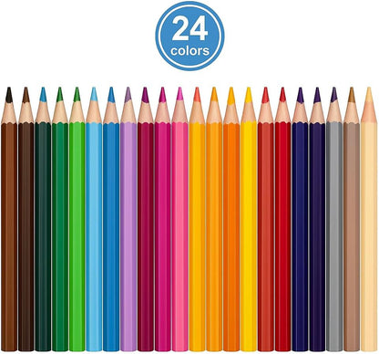 24 Pieces 2.6mm Color Pencils 17.5cm 24 Colors for Drawing & Sketching