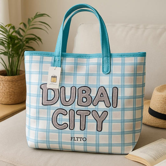 Durable Eco-Friendly Dubai Blue Tote Bag with Handles