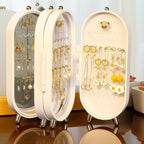 72 Pieces Multilayer Jewelry Storage Boxes (Dustproof Organizer for Earrings – Rings – Necklaces with Mirror Display Case for Women – Compact and Elegant Design)