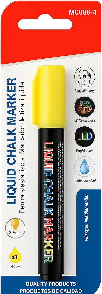 Liquid Chalk Marker Yellow 14.5 cm 2-5 mm for Chalkboards, Glass, Windows, Non-Porous Surfaces