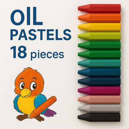 18 Pieces Oil Pastel Set 7.3cm, 18 Vibrant Colors for Art, Drawing, Sketching