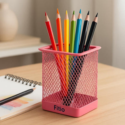 Sky Blue Pen Holder - Rectangle Shaped 8x10cm Desk Organizer
