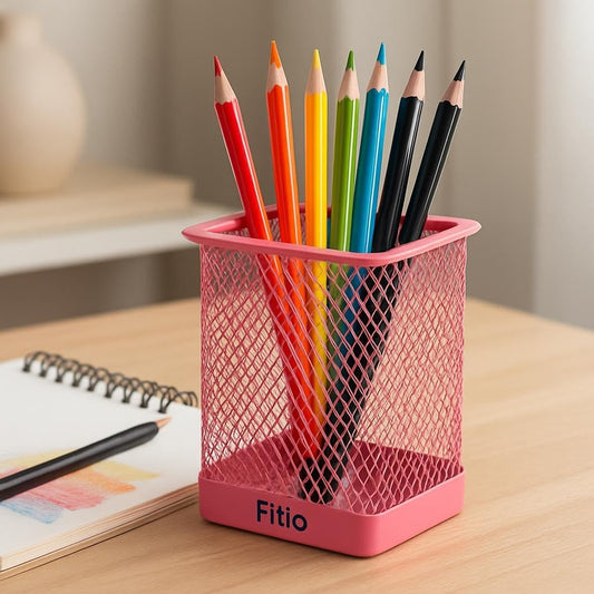 Sky Blue Pen Holder - Rectangle Shaped 8x10cm Desk Organizer