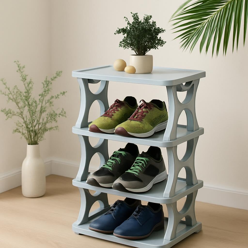 Multi-Layer Stackable Shoes Rack - 4 Layer Space-Saving Shoe Shelf
