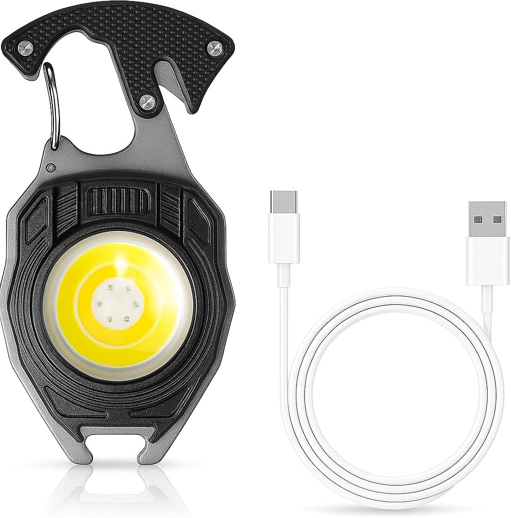 Tool Fire Starter Emergency Light Carabiner Flashlight Multi Tool Screwdriver Whistle Bottle Opener, For Hiking Outdoor