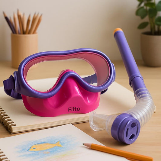 Silicone Diving Set Glasses for Snorkeling & Swimming – Purple, Fully Sealed Mask with Snorkel & Fin Support