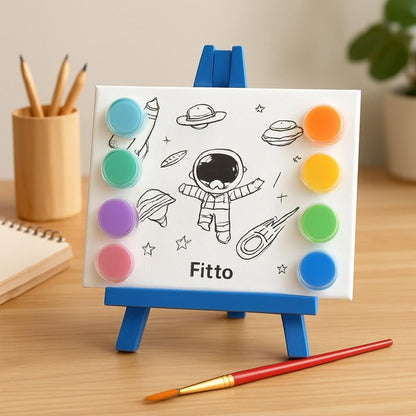 Aerospace Picture Frame Set with Two 6x4 Canvas Boards, Easel, 6 Color Paints & Brush