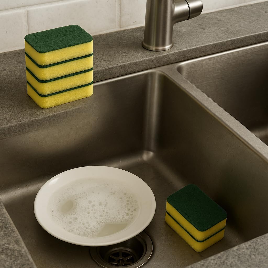 Scourer Sponge Pack of 9 – Heavy-Duty Scrubbing Sponges for Kitchen Cleaning, Multi-Purpose Non-Scratch Scouring Pads for Dishes, Pans, and Surfaces – Durable and Long-Lasting Sponges