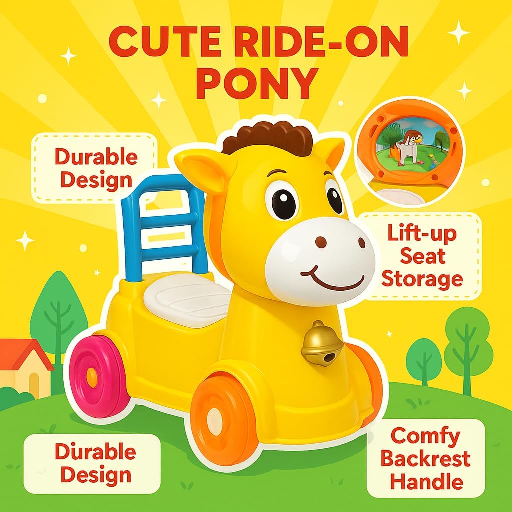 48 Pieces 2 In 1 Toddler Ride On Cars (Horse Design with Built-In Potty Lights and Music)